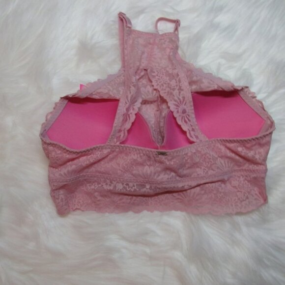 PINK High Neck Lace Bralette - Picture 2 of 2